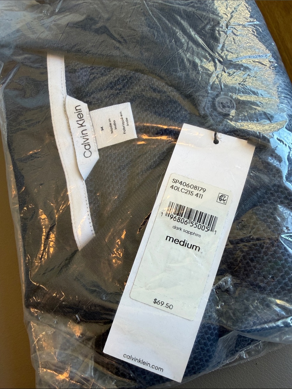 Calvin Klein Men’s Dark Sapphire Polo Shirt - Medium